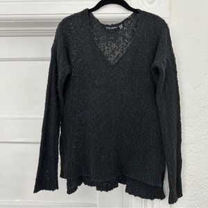 brandy melville black open knit v neck pullover sweater
